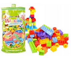 Doris DIDŽIŲ PLASTIKINIŲ KONSTRUKCINIŲ BLOKŲ BLOKŲ RINKINYS 500 vnt RATAI KREPŠELIS