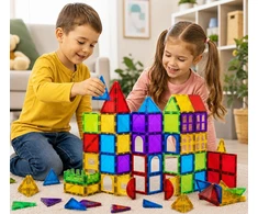 Doris MAGNETINIAI BLOKAI Didelės Magnetinės Plytelės 3D Statybinis rinkinys XXL 100 vnt.
