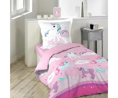 Patalynės komplektas Douceur Dinterieur VAIKŲ PATALYS MERGAITĖMS 140x200 ROŽINĖ MEDVILNĖ LICORNE