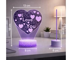 Doup Naktinė lempa LED 3D SERCE PREZENT NASTROJOWE STYLOWE OŚWIETLENIE SYPIALNI