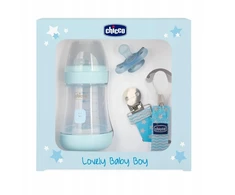 Chicco Dovanų rinkinys naujagimiui berniukui su buteliuku ir čiulptuku