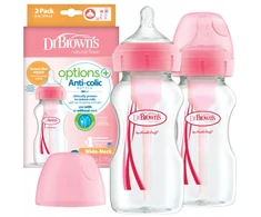 Dr Brown's BROWN'S OPTIONS+ 2 PAKUOTĖS ANTICOLIKO BUTELĖLIS 270 ml 0M+ ROŽINĖ