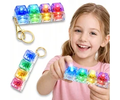 Drobiazgarnia Antistresinis Clicker Keychain Fidget 4 jungikliai Clicker LED apšvietimo klaviatūra