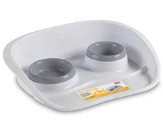 Dubenėliai gyvūnų maistui su laikikliu 46x35x11cm pilka/balta spalva STEFANPLAST