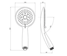 Duschy Dušo galvutė Catschy Øuschy Ø120mm/3 režimai chromuota