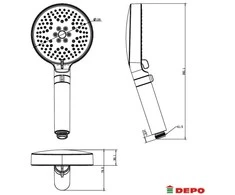 Dušo galvutė 085 Vite Ø120mm pilka/matinė