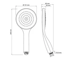 Dušo galvutė 688 Vite Ø100mm/1 režimas chromuota
