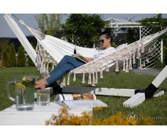 Dviejų asmenų sodo hamakas, medvilninis BOHO, pintas MACRAME šezlongas XL 280x150
