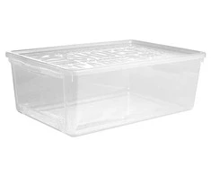 Dviguba dėžė su dangčiu avalynei Plast Team 385x257x133mm permatoma