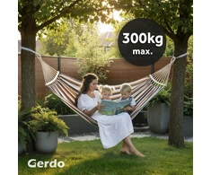 DVIGUBAS SODO HAMAKAS XXL 260X150CM 60CM MEDINIS RĖMAS 300KG