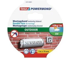 Dvipusė tvirtinimo juosta lauko darbams TESA Powerbond OUTDOOR, 19mm x 5m