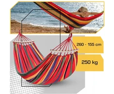 Dvipusis sodo hamakas Xxl su pagaliu ir krepšiu, raudonas