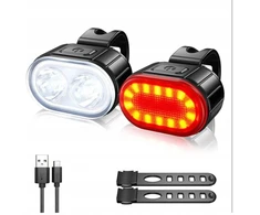DVIRAČIO ŠVIESŲ RINKINYS PRIEKINIS GALINĖS LED DVIRAČIO ŠVIESOS VARANKA USB