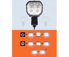DVIRAČIO ŠVIESŲ RINKINYS PRIEKINIS GALINIS 1000 LM SU RAKŠU 100dB USB-C 4xT6 LED