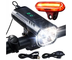 DVIRAČIO ŠVIESŲ RINKINYS PRIEKINIS GALINIS 1000 LM SU RAKŠU 100dB USB-C 4xT6 LED