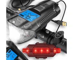 Dviračio žibintų rinkinys LTC LXLL113, USB įkraunamas, 1000 lm priekinis + 5 LED galinis