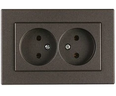 Kištukinis lizdas VILMA XP 500, 2 vietų be įžeminimo, antracito spalvos