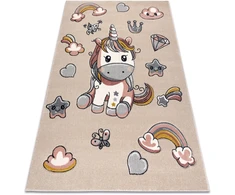 Dywany Uszczow Dywan DZIECIĘCY UNICORN krem jednorożec tęcza sensoryczny 120x170 cm