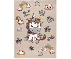 Dywany Uszczow Dywan DZIECIĘCY UNICORN krem jednorożec tęcza sensoryczny 120x170 cm