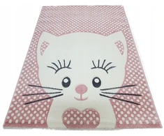 Dywanypers Dywan AVANOS KIDS 3D 160x230 kotek rožinė cat dla dziewczynki w kropki