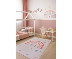 Dywanypers Dywan Bello TĘCZA 160x230 w stylu BOHO łuki tęcze smėlio spalva w serduszka plusz