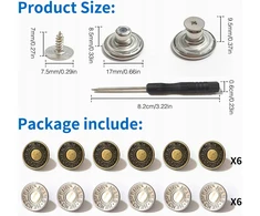 DŽINSŲ SAGAS 17MM 12 Vnt. BE METALINIŲ KELNIŲ