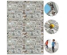 E Floor Vaikiškas kilimėlis Streets 200x300cm žaidimų kilimėlis su keliais kambariui pilkas
