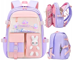 Ecarla Mokyklinė kuprinė "rabbit" rožinė-violetinė, 4-6 klasei