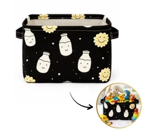 Ecarla ORGANIZER - KOSZ - NA ZABAWKI - JUODA W GWIAZDY I BUTELKI MLEKA - 16x20CM