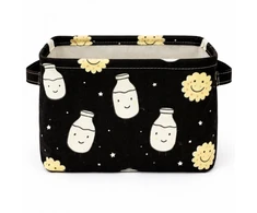 Ecarla ORGANIZER - KOSZ - NA ZABAWKI - JUODA W GWIAZDY I BUTELKI MLEKA - 16x20CM