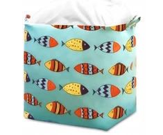 Ecarla ORGANIZER - KOSZ - NA ZABAWKI - MORSKI W KOLOROWE RYBKI-50x40x45 CM