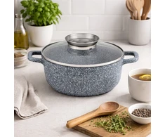 Edenberg Granito puodas 1,7 l 18 cm aliuminis su stikliniu dangteliu, indukcija ir dujomis