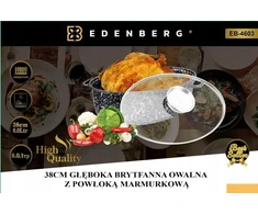 Edenberg Kepimo indas 8 L Žąsų puodas MARMURINIS Danga su dangčiu DUJŲ INDUKCIJA