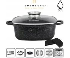 Edenberg Kvadratinis marmurinis PUODAS Kepimo puodas 24cm 4,4L + LETENĖS