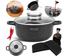 Edenberg MARMURINIS PUODAS 24cm 4,5L APVALUS PUODAS KEPIMO AROMA RANKENELE + LETENĖS