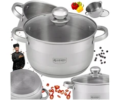 Edenberg NERŪDIJANČIO PLIENO PUODAS SU dangteliu, MATAVIMO MATAVIMAS, DUJOS, INDUKTINIS, 16cm, 1,9L