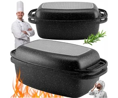 Edenberg PRAKTIŠKA Keptuvė 5,1L 2in1 GRILĖS dangtelis MARMULINIS DUJŲ INDUKCIJA 32cm