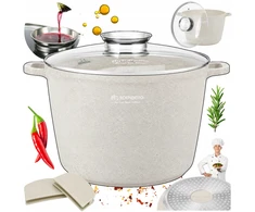 Edenberg Tvirtas HIGH puodas 6,0 l NELIPEJUS DUJŲ INDUKCIJAI + PAPS 2x BEIGE