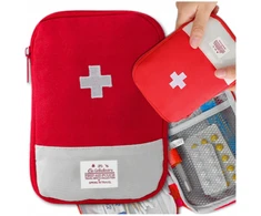 EdiBazzar Medicinos laikiklis vaistams Mini pirmosios pagalbos rinkinys Raudonas talpus tablečių paketėlis