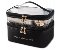 Edibazzar TRAVEL ORGANIZER kosmetikos krepšys, didelis, skaidrus, juodas, moteriškas bagažas