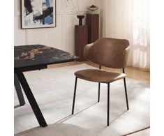 Ekologinė odinė valgomojo kėdė Ruda Moderni Loft dažytos plieninės kojos