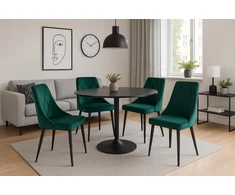 Ekspand Glamour VELUR minkšta dygsniuota kėdė, valgomasis, svetainė, žalia