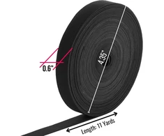 ELASTINĖ JUOSTOS 15 CM 10 M JUODŲ ŠIUKŠČIŲ POLIESTERINĖ LATEKSO RITE