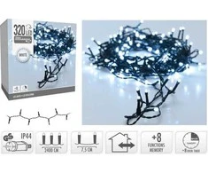 Elektrinė girlianda, IP44, 320 LED, 8 režimai, šaltai baltos sp, 6/18val. laikmatis, 24+3m