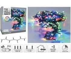 Elektrinė girlianda, IP44 320 LED, 8 režimai RGB įvairių spalvų, 6/18val. laikmatis, 24+3m