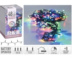 Mondex Elektrinė girlianda LED LIGHTS, 48 LED, IP44, (elementai 3xAA neįeina), įvairių sp., 3,6 m