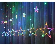 Elektrinė girlianda-užuolaida STARS, 138 LED, 8 funkcijos, IP44, 4,5 V, įvairiaspalvė, 2.4 m