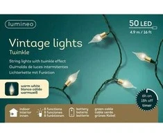 Elektrinė girlianda VINTAGE LIGHTS 50 LED 8 režimai šiltai balta elem 3xAA(neįeina) 4,9m