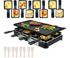 Elektrinė raclette kepsninė su temperatūros reguliavimu 1500W 8 žmonėms dvipusė plokštė Adler AD6616