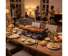 Elektrinė raclette kepsninė su temperatūros reguliavimu 1500W 8 žmonėms dvipusė plokštė Adler AD6616